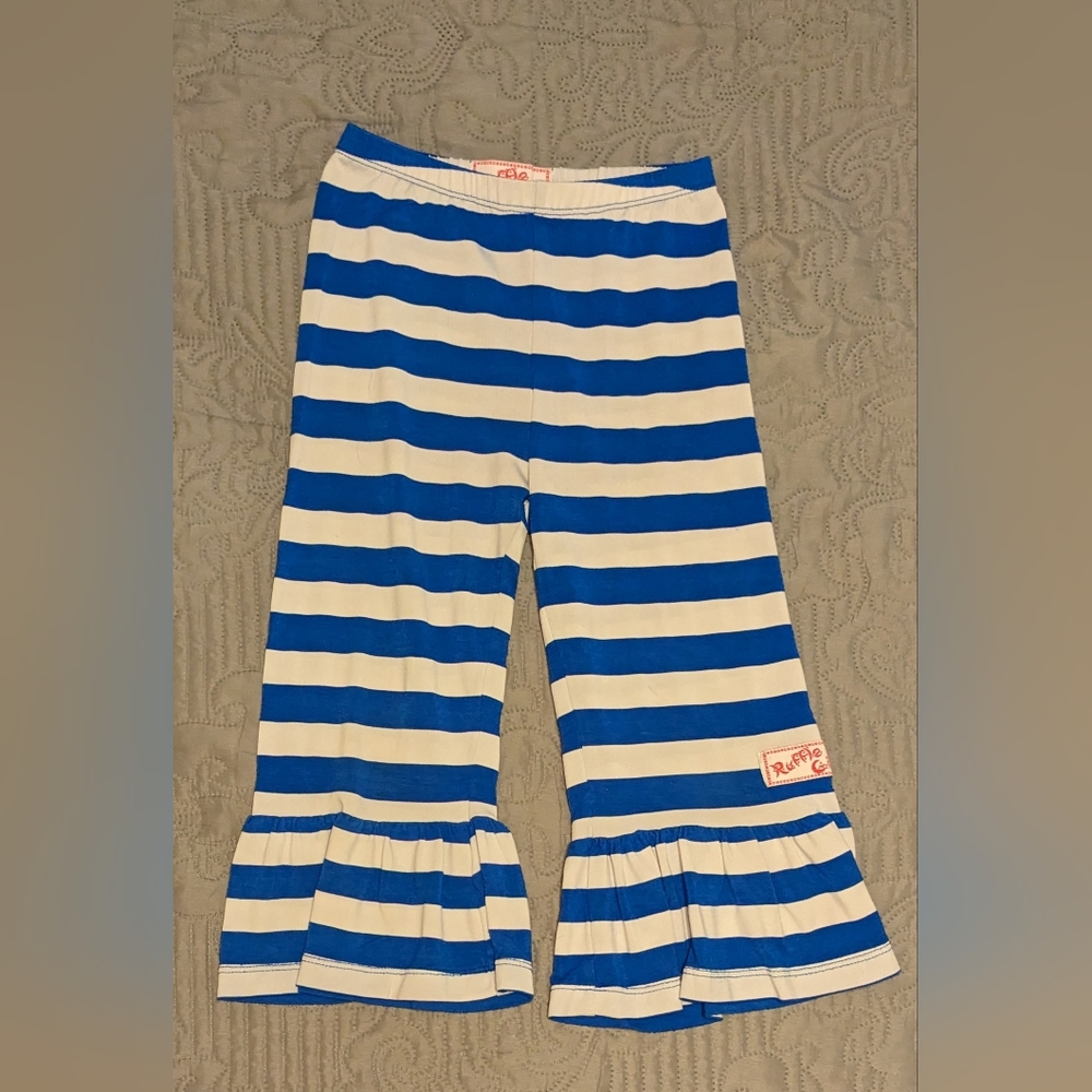 Ruffle Girl sz 7 blue and white stripe ruffle pants